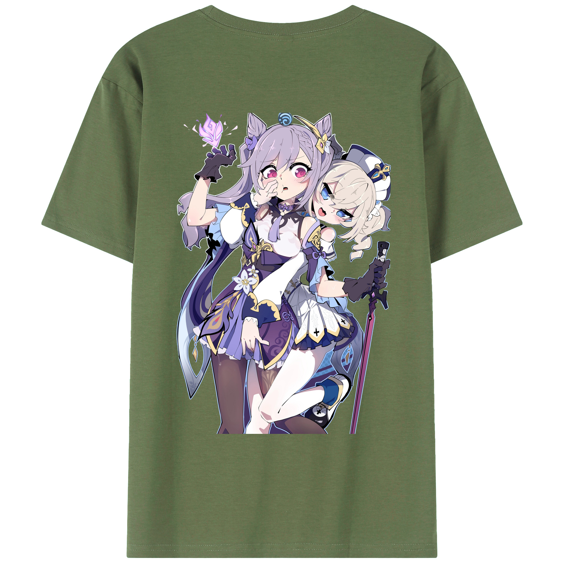 げんし神 刻晴 こくせい genshin Kokusei 綿100％ メンズ半袖Tシャツ（バックプリント） 通気性